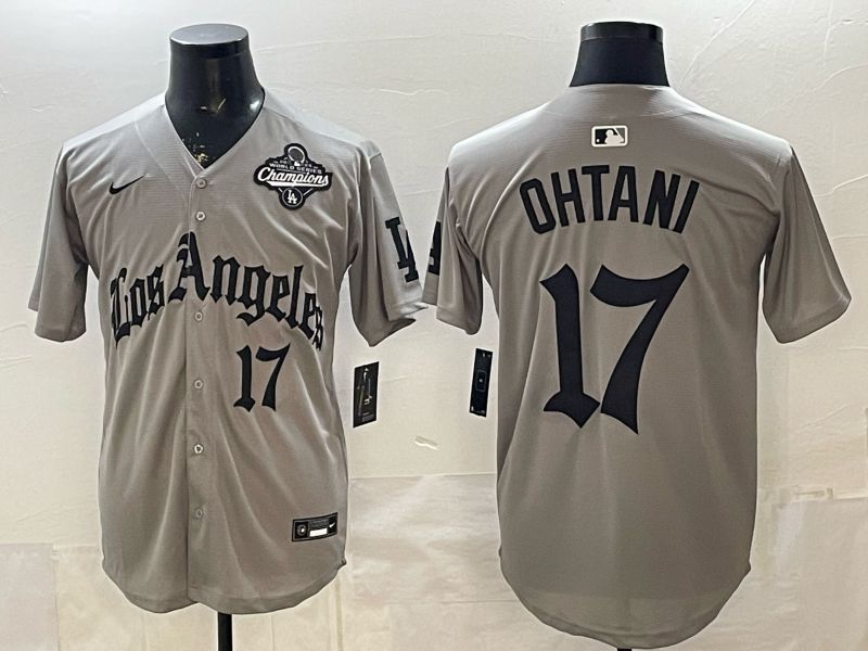 Men 2026 Los Angeles Dodgers #17 Ohtani Grey Five generations Nike MLB Jersey style 008